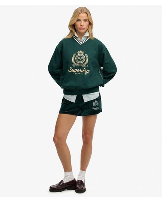 Superdry Green & Co Country Club Loose V-neck Sweatshirt