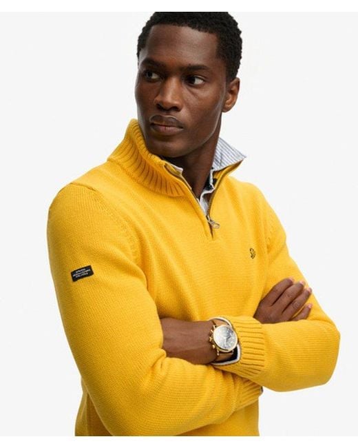 Homme Pull En Maille À Demi-Zip En Coton Taille Superdry pour homme en coloris Yellow