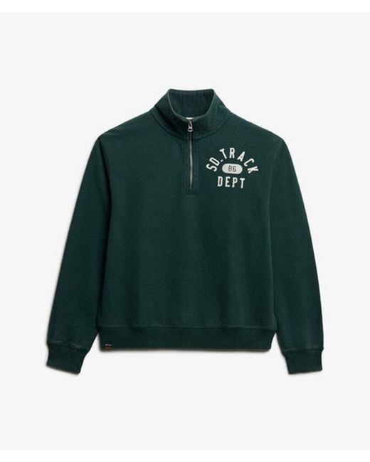 Superdry Green & Co Athletic Essentials Applique Half Zip Sweatshirt