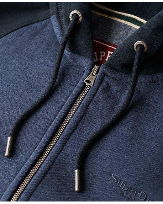 Superdry Blue Essential Baseball Zip Hoodie for men