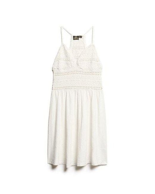 Superdry Jersey Min-jurk Met Kanten Details in het Natural