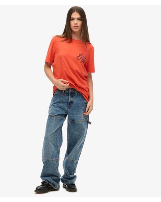 Superdry Blue & Co Oversized Copper Label Chest Graphic T-shirt