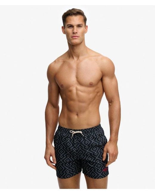 Superdry Blue & Co Premium Printed 15-inch Swim Shorts for men