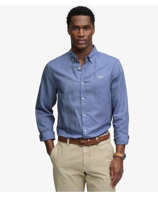 Superdry Blue & Co Cotton Linen Long Sleeve Shirt for men