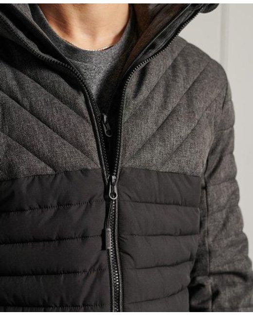 Superdry Black Tweed Mix Fuji Jacket Charcoal Tweed for men