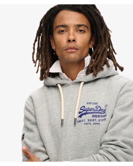 Sweat à capuche classique vintage logo Superdry pour homme en coloris Gray