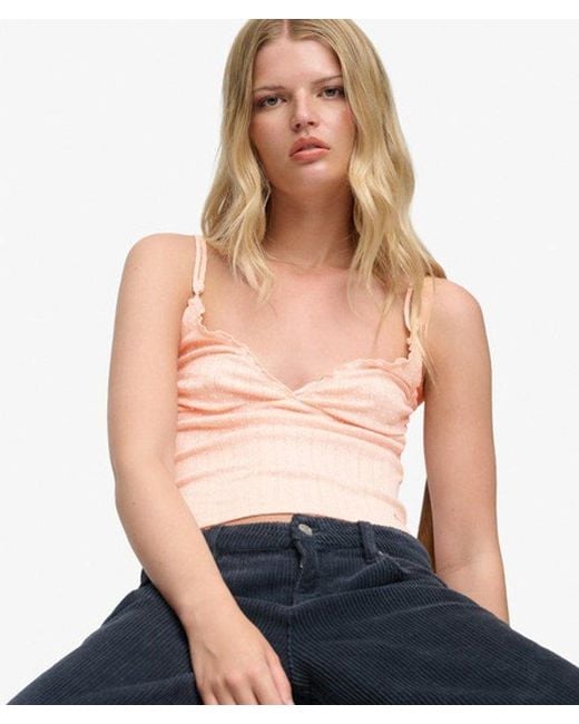 Superdry Athletic Essentials Cami Top Slanke Pasvorm in het Pink