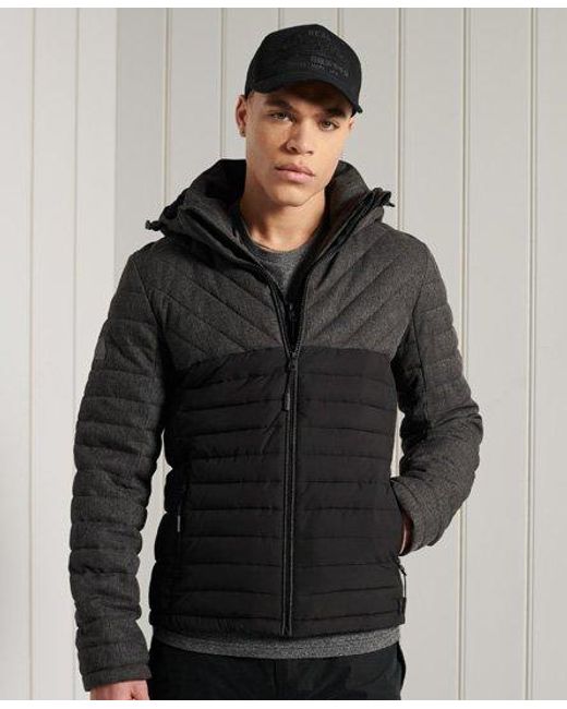 Superdry Black Tweed Mix Fuji Jacket Charcoal Tweed for men
