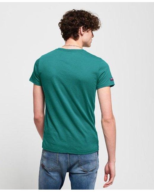 Superdry Green Vintage Logo Panel Lite T-Shirt Aquamarine Grit for men