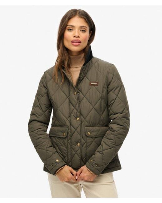 Superdry Gevoerde Jas Met Ribfluwelen Afwerking in het Green