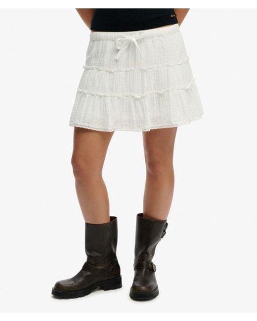 Superdry White & Co Cheesecloth Tiered Mini Skirt