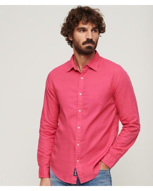 Superdry Pink & Co Overdyed Organic Cotton Long Sleeve Shirt for men