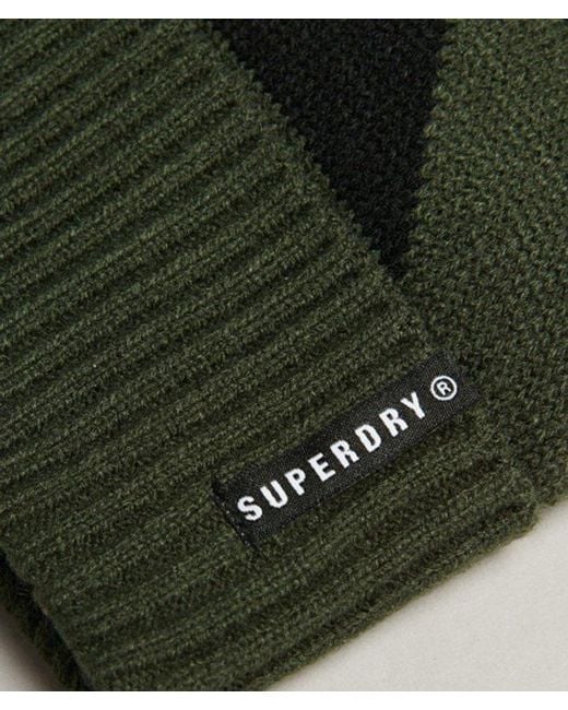 Superdry Green Sport Snow Cuff Beanie Black for men