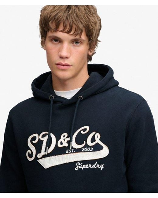 Superdry Blue & Co Washed Embroidered Relaxed Hoodie for men