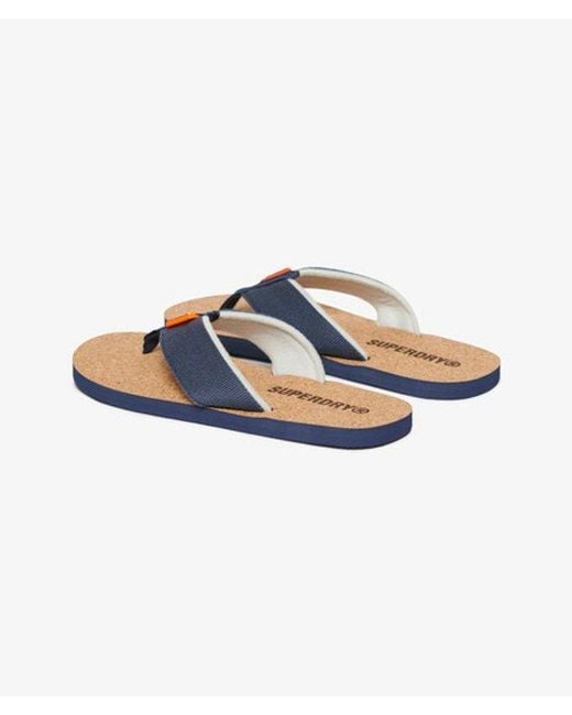 Superdry Blue & Co Cork Graphic Flip Flops for men