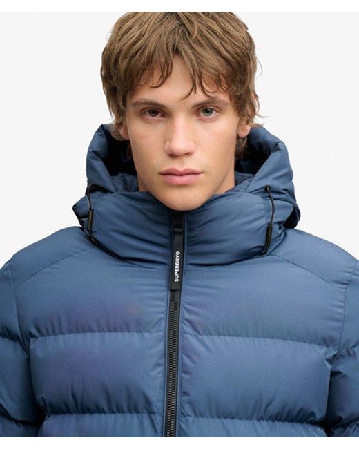 Superdry Blue & Co Hooded Sports Puffer Jacket for men