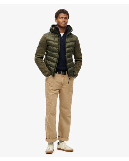 Superdry Gebreide Hybrid Storm Jas Met Capuchon in het Green voor heren