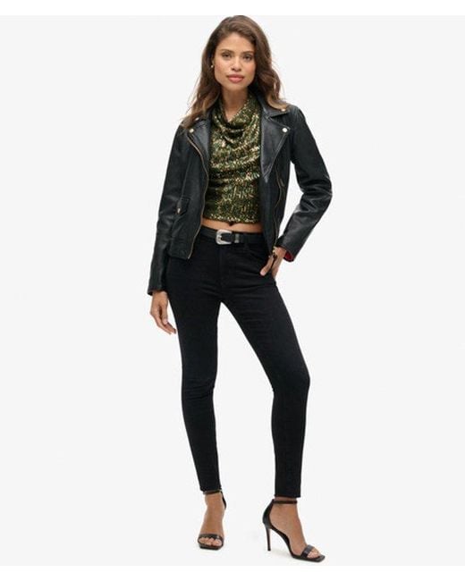 Superdry Green & Co Cowl Halter Neck Sequin Top