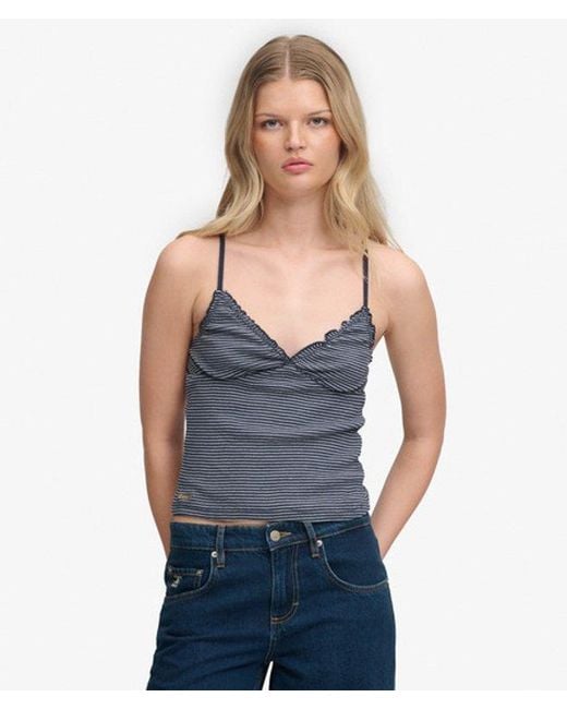 Superdry Blue & Co Athletic Essentials V-neck Waffle Cami Top