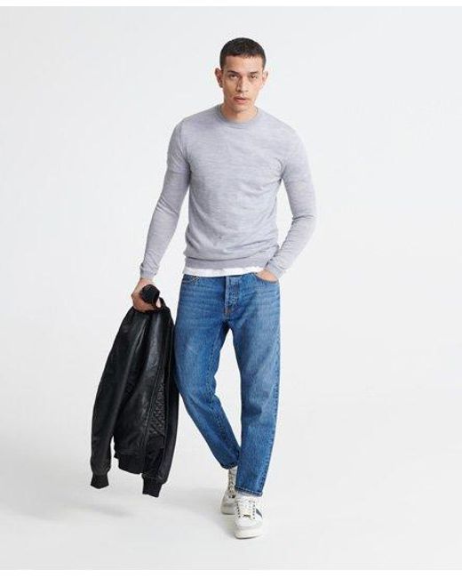 Superdry Blue Edit Merino Crew Jumper Marl for men