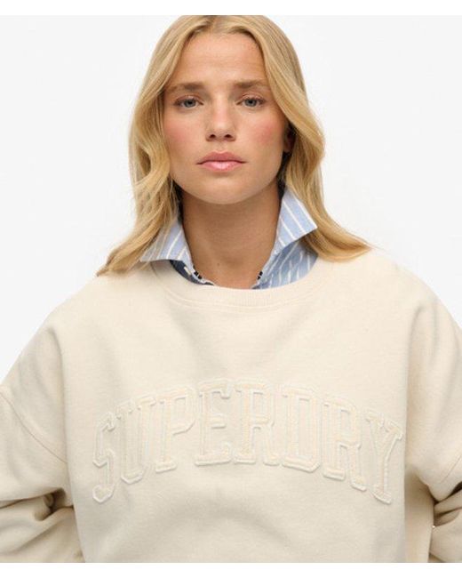 Superdry Natural & Co Athletic Essentials Tonal Applique Crew Sweatshirt
