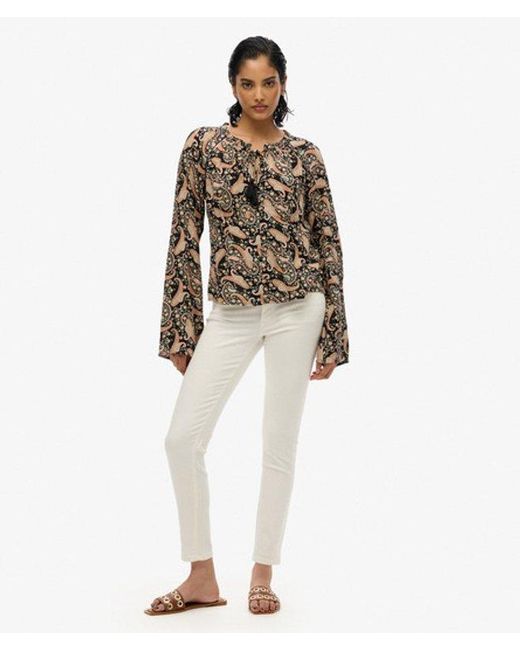 Superdry Black & Co Printed Long Sleeve Blouse