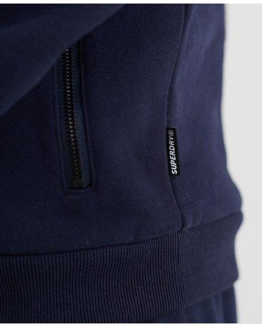 Superdry Blue Colour Block Half Zip Track Sweatshirt Darkest for men