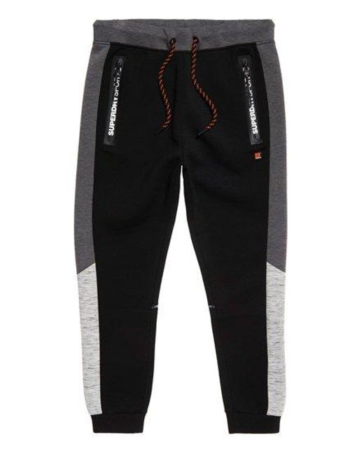 Superdry Black Gym Tech Colour Block Joggers /Asphalt Marl for men