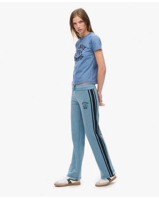 Superdry Blue Athletic Essentials Stripe Flare joggers