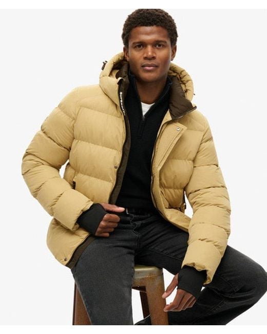 Superdry Natural & Co Hooded Microfibre Sport Puffer Jacket for men