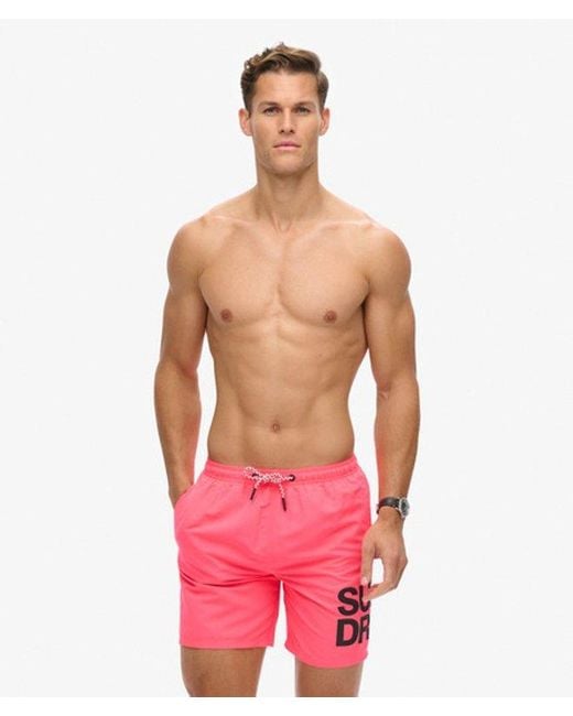 Superdry Gerecyclede Sportswear Zwemshort Met Logo - 43 Cm in het Red voor heren