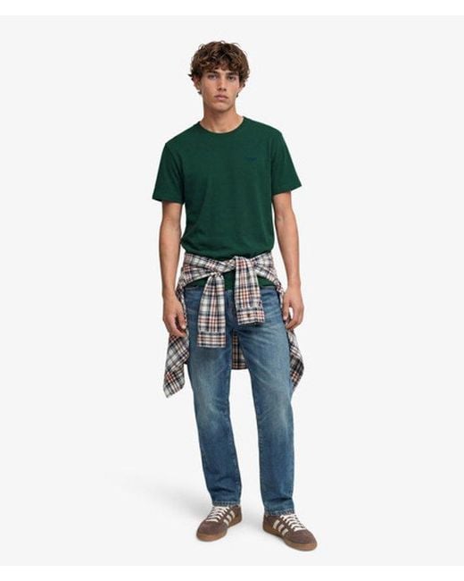 Superdry Green Essential Stacked Logo Embroidered T-Shirt for men