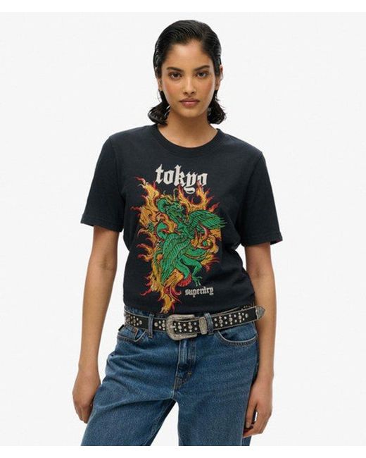 Superdry Black Neo Trad Tattoo Relaxed T-Shirt
