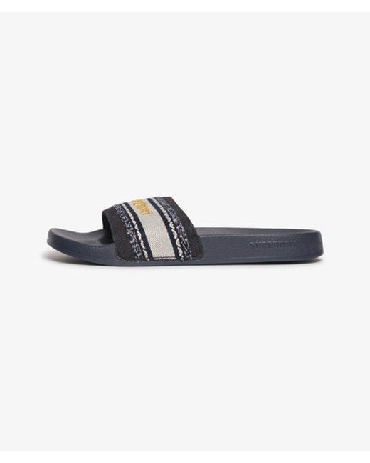 Superdry Blue Vegan Webbing Pool Sliders