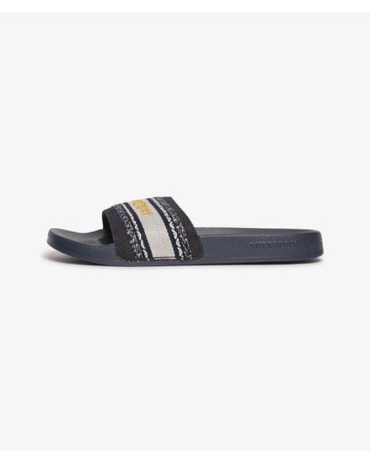 Superdry Black & Co Vegan Webbing Pool Sliders