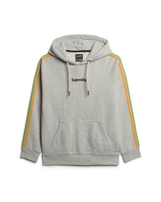 Superdry Gray Classic Stripe Terrain Sleeve Logo Hoodie for men