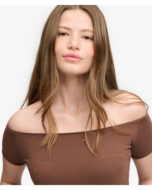 Superdry Blue & Co Bardot Short Sleeve Off Shoulder Top