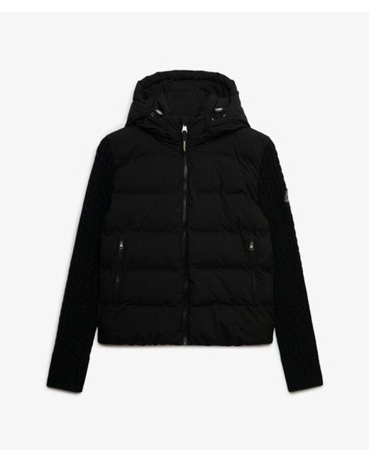 Superdry Black & Co Cable Knit Sleeve Hybrid Jacket