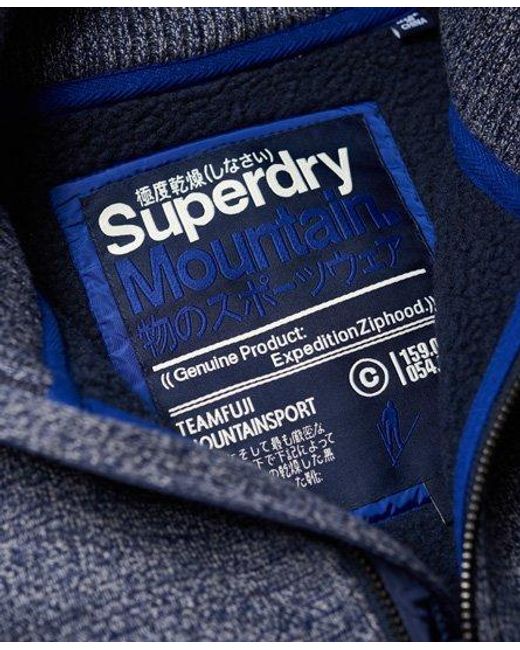 Superdry Blue Expedition Zip Hooded Jacket Denim/Light Twist for men