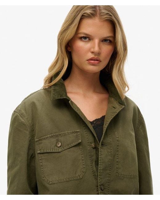 Superdry Green Cotton The Merchant Store Oversized Work Jacket
