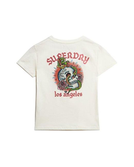 Superdry White & Co Tattoo Rhinestone Fitted T-shirt