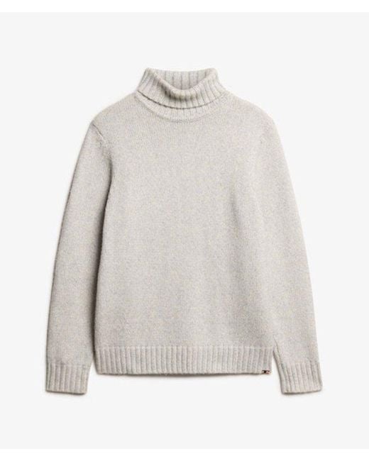 Homme Pull Brossé À Col Roulé Taille Superdry pour homme en coloris White