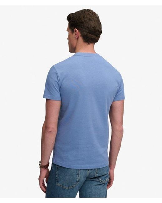 Superdry Blue Essential Stacked Logo Embroidered T-Shirt for men