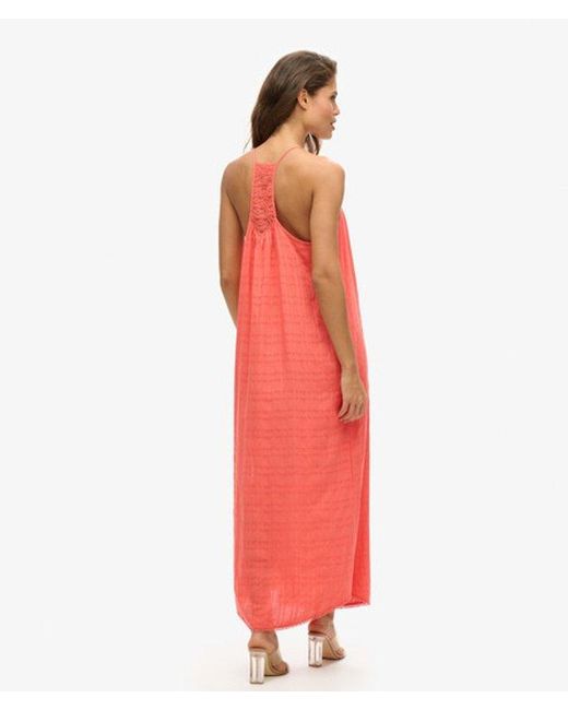Superdry Red & Co Lace Halter Maxi Beach Dress