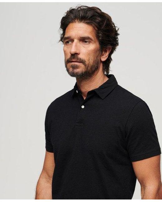 Superdry Black Jersey Polo Shirt for men