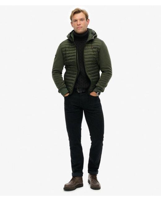 Superdry Green Hooded Storm Fleece Hybrid Jacket for men