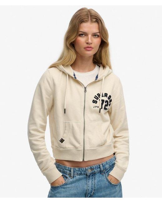 Superdry Natural & Co Athletic Relaxed Crop Zip Hoodie