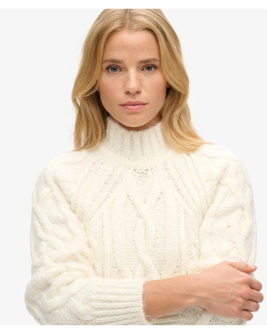 Superdry White & Co Loose Fit Cable Knit High Neck Jumper