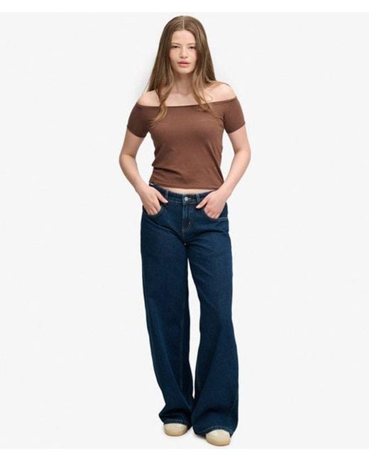 Superdry Blue & Co Bardot Short Sleeve Off Shoulder Top