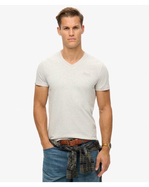 Superdry White & Co Organic Cotton Essential Logo V Neck T-shirt for men
